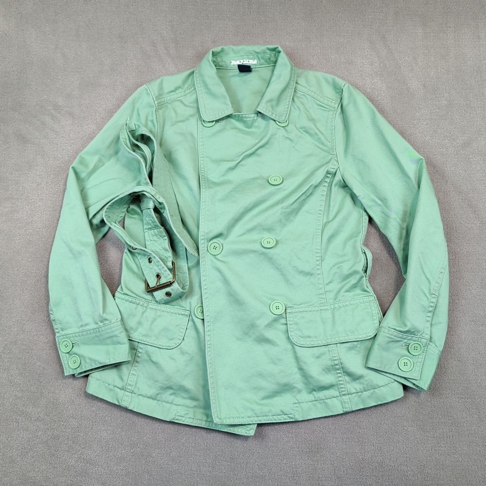 Gap Vintage Belted Trench Jacket Small Mint Green Cotton Double Breasted Peacoat